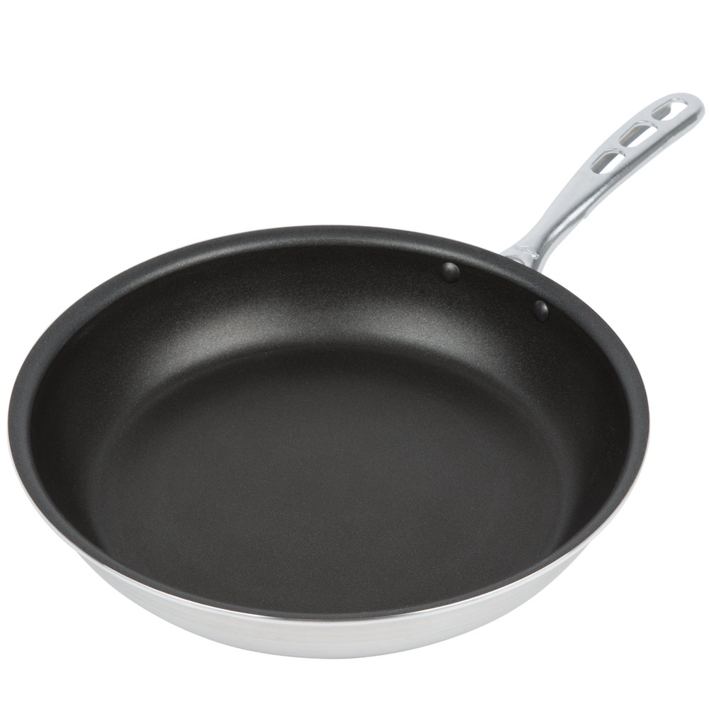 Sartén antiadherente de aluminio 12&quot; 30 cm, con revestimiento SteelCoat x3 y mango cromado TriVent - Vollrath
