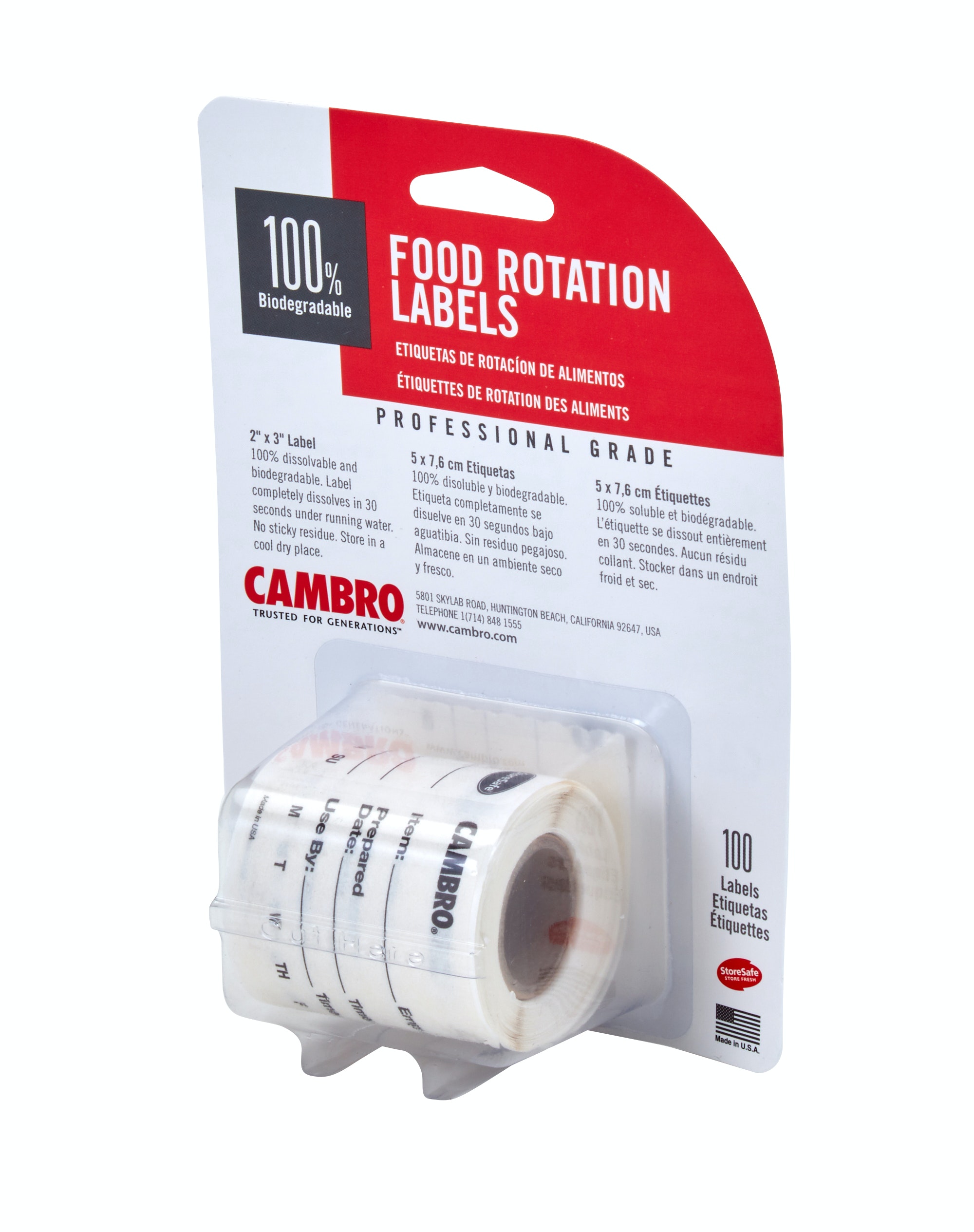 Rollo de 100 etiquetas biodegradables - Cambro