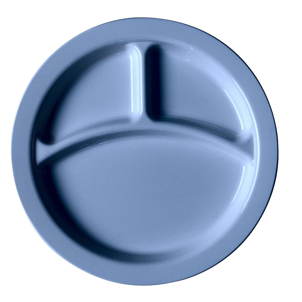 Plato 3 compartimientos policarb borde delgado 9&quot; 22.8cm azul - Cambro