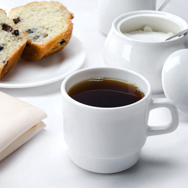Taza Blanca de Vidrio Templado, 7 1/4 oz - Restaurante - Arcoroc