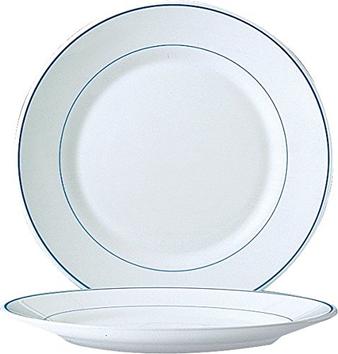 Plato redondo filete delft blanco 25.4 cm templado - Arcoroc