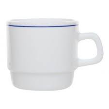 Taza Blanca de Vidrio Templado Filet Delft, 7 1/4 oz - Arcoroc