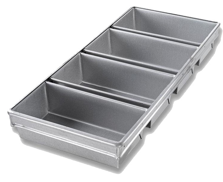 Molde pan 10-23/32&quot; x 23-7/8&quot; x 3&quot; exterior (4 und individuales de 10&quot; x 5&quot;) acero aluminizado  - Chicago Metallic