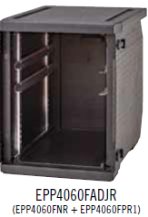 Contenedor isotérmico GoBox™ carga frontal con   rieles regulables (EPP4060FNR + kit de 2 marcos  y 4 rieles de acero inoxidable). - Cambro Alemania