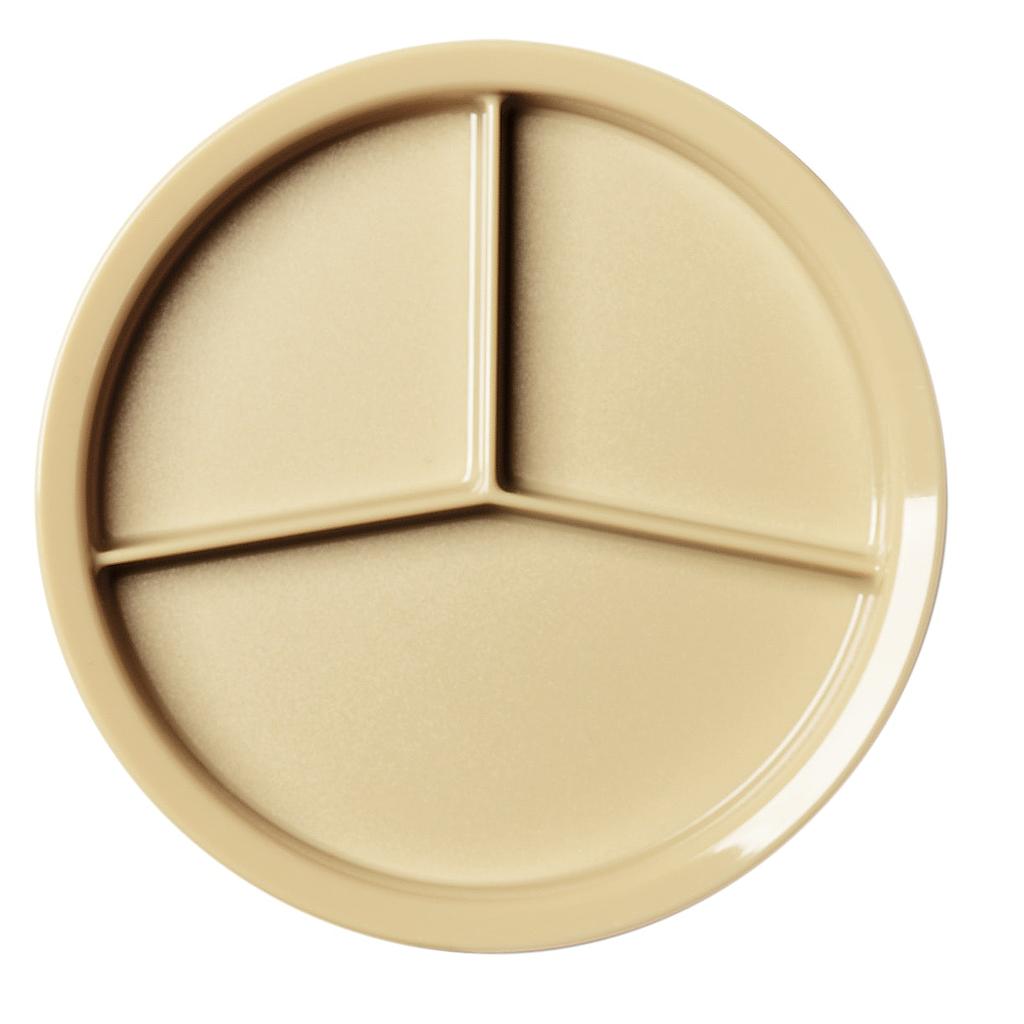 [HK93BCW133] Plato 3 compartimentos 24.1 cm borde delgado beige - Cambro