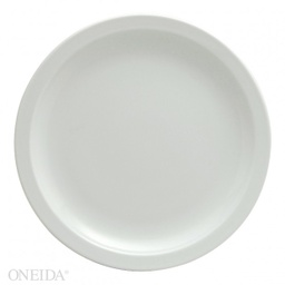 [F8000000150A-O] Plato llano redondo ala angosta porcelana 26.3 cm blanco brillante  - Oneida
