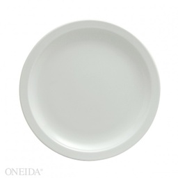 [F8000000143-O] Plato Llano Redondo Ala Angosta de Porcelana Blanco Brillante,  23.8 cm  - Oneida