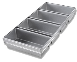[49145] Molde pan 10-23/32&quot; x 23-7/8&quot; x 3&quot; exterior (4 und individuales de 10&quot; x 5&quot;) acero aluminizado  - Chicago Metallic