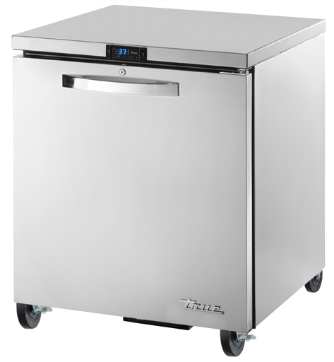 [TUC-27-HC-SPEC3-LP] Refrigerador bajo mesa de puerta sólida con paquete de especificaciones 3 ruedas 1 1/2" Low Profile - True