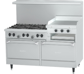 [X60-6R24RR-KIT COMFABOY] Estufa de 6 quemadores a gas, plancha de 24" y 2 hornos, incluye manguera de gas, accesorios de instalación y flete - US Range