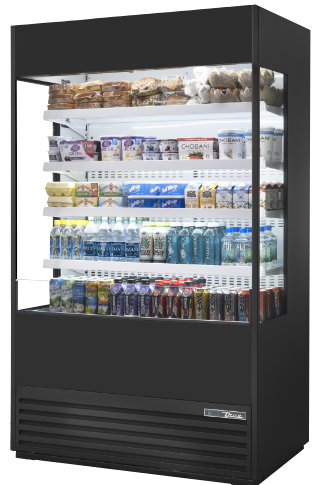 [TOAM-48GS-HC-NSL01 BAND CONDENSADO] Refrigerador exhibidor abierto con vidrio en los costados de 48" con bandeja de condensado instalada - True